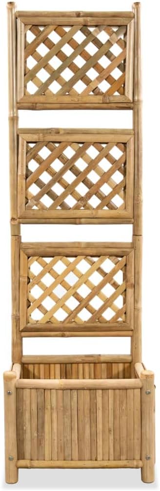 Bamboo Raised Garden Bed with Trellis Outdoor Planter Box for Herbs Flower and Vegetables - 15.7 Tall Growing Vertical Plant Stand