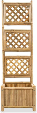 Garden Raised Bed with Trellis Bamboo 15.7 Garden Planter Large Flower Pots Large Planter Pot Outdoor Pots for Plants Porch Gardening Outdoor