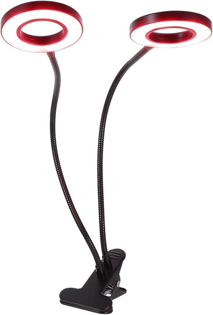 LED Grow Light Clip for Indoor Plants Adjustable Dual-Head Timer 5V Dimmable Plant Growth Lamp for Greenhouse Use