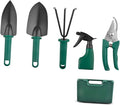 Veemoon Garden Tool Set with Stainless Steel Shovel and Pruning Shears 5pcs Portable Gardening Hand Tools for Outdoor Planting and Flower Care with Carrying Case