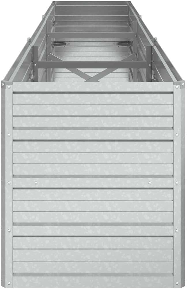 Large Galvanized Steel Raised Garden Bed Rectangular Silver Planter for Outdoor Plants Durable Metal Garden Bed for Vegetables Herbs Flowers 94.5 x 94.5 x 17.7 in