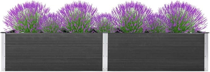 Garden Raised Bed 78.7x39.4x21.3 WPC Gray Grey 63.8 lbs