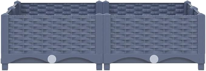 Raised Bed Blue Grey Polypropylene 31.5 x 31.5 x 9.1 in Planters Gardening Pots &amp Planters 310410
