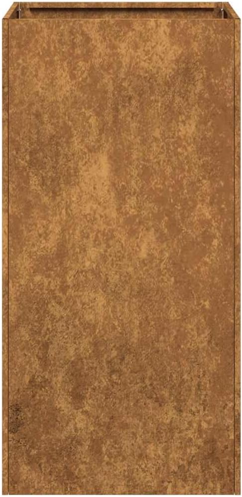 Large Square Weathering Steel Planter Box for Raised Garden Beds Outdoor Rustic Brown Modern Design with Drainage Suitable for Gardens Patios and Balconies Dimensions 15.7x15.7x31.5 in