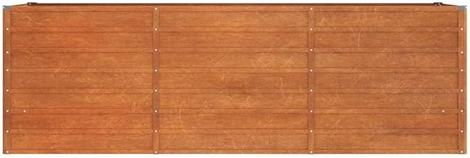 YAFF Large Rectangular Garden Raised Bed Rusty Corten Steel Weathering Finish 94.5x94.5 Inch Outdoor Planter Box