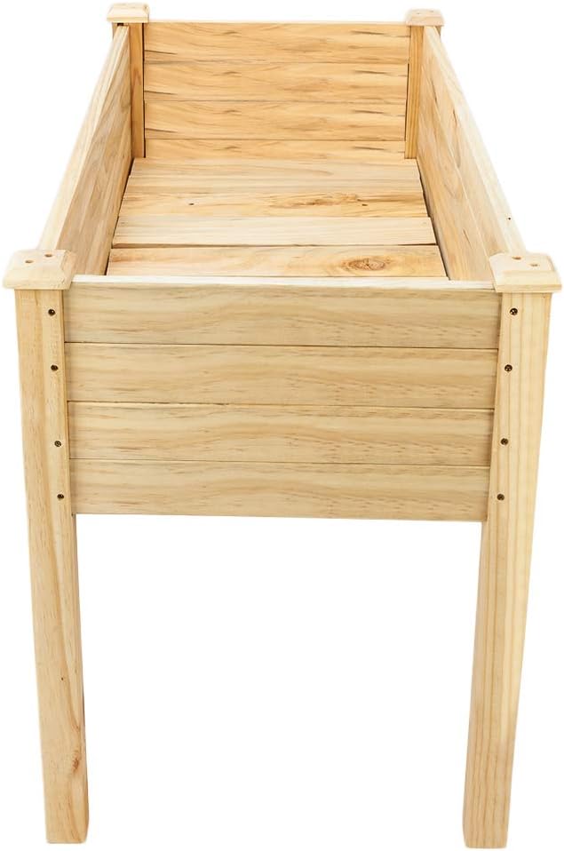 VINGLI Heavy Duty Raised Garden Bed with Bed Liner Wood Elevated Planter with Legs for Vegetables Fruits Potato Onion Flower Outdoor Sturdy Long Lasting Planter Box Kit (Elevated Without Wheels)