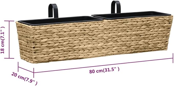 Planter Set of 2 Natural Water Hyacinth Steel Baskets for Indoor Garden Raised Flower Bed Patio Cages and Baskets