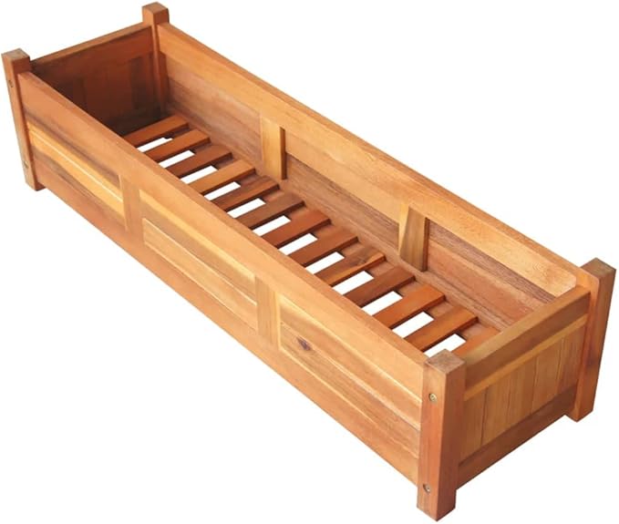 Raised Garden Bed Brown Acacia Wood Planter Box Large 39.4 Square Durable Outdoor Raised Beds for Gardening Set of