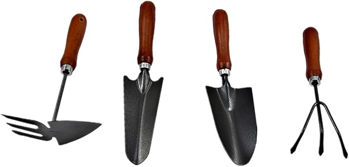 TOYANDONA Mini Garden Tool Set 4pcs Thickened Iron Shovel with Wooden Handle for Planting and Gardening Compact Hand Tools for Outdoor Use and Flower Pots