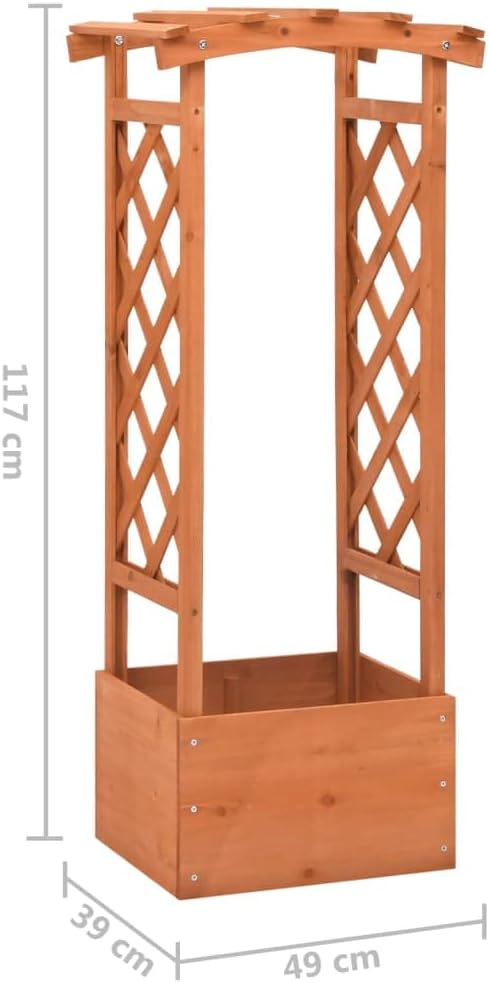 Trellis Planter with ArchWood Planter with Trellis Planter Box with Trellis Raised Garden Bed Outdoor for Plants Hanging Flower Baskets 19.3x15.4x46.1 Firwood