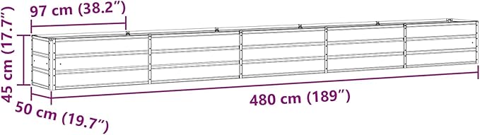 Outdoor Metal Raised Garden Bed Steel Planter Box for Gardening Vegetables Fruits Flowers Easy Assembly 188.98 x 19.69 x 17.72 in Light Gray-816