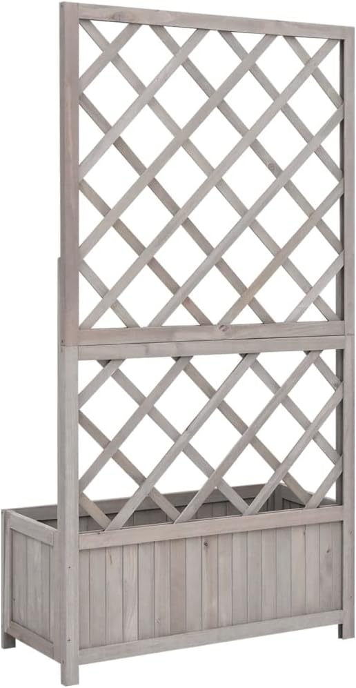 Garden Trellis Pot Raised Bed Garden Beds Outdoor Garden Trellis Planter Gray 27.6x11.8x53.1 Solid Firwood Easy to Assemble for Backyard Patio Deck Lawn