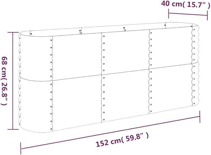 59.8 Square Raised Garden Bed Anthracite Powder-Coated Steel Planter Box 26.8 Tall Elevated Outdoor for Patio Balcony Vegetable Flower Herb