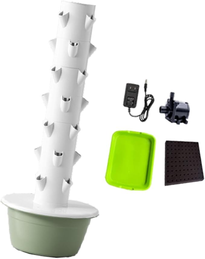 Hydroponics Growing System Hydroponic Tower Nursery Planter Plant Germination Kit Vertical Garden Planter for Flowers Peppers Green M