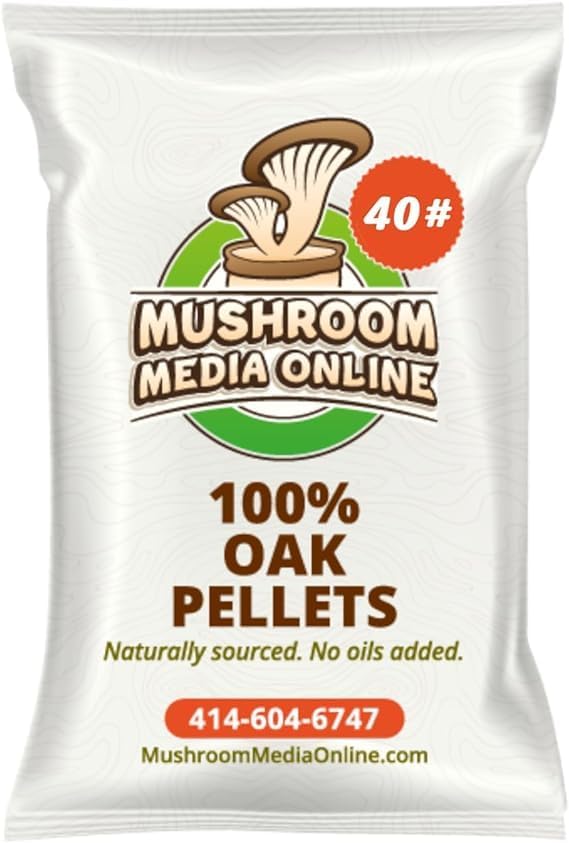 Premium 100% Oak Pellets – Pure Hardwood Substrate for Mushroom Cultivation | Ideal for Shiitake Oyster Reishi &amp More (40 Pounds)