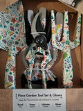 Generic White 4 Piece Aluminum Garden Tool Set and Gloves Floral Printing White Floral Pattern 98858 0