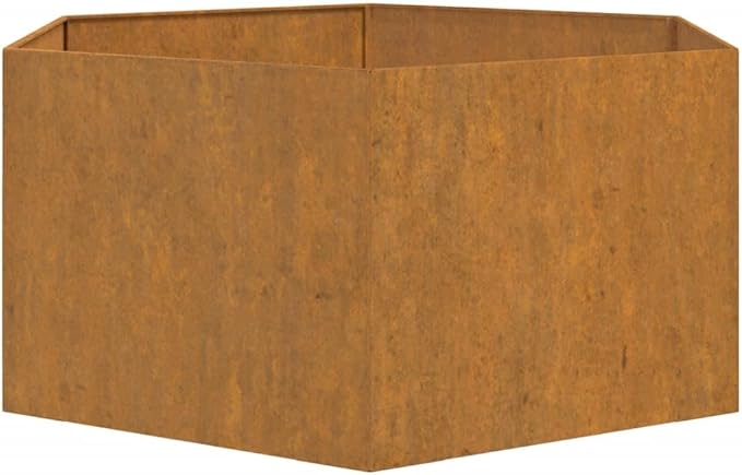 Corten Steel Garden Planter with Decorative Inlays Weatherproof Galvanized Fencing for Patio Landscape Rusty Large Welded Raised Bed 35.4-Inch