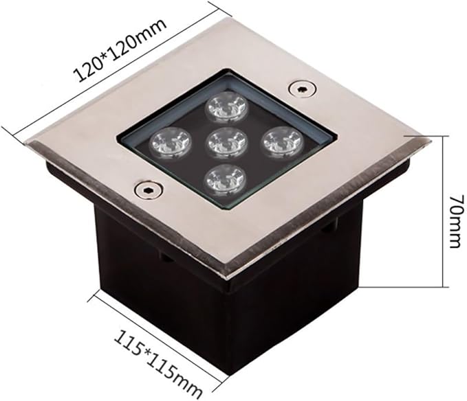 Ground LED Spotlight - Outdoor Buried Lights 24V Low Pressure Square Gardens Floor Lamp IP67 Waterproof Embedded Landscape Lights for Patio Bridge Pathway External Lighting