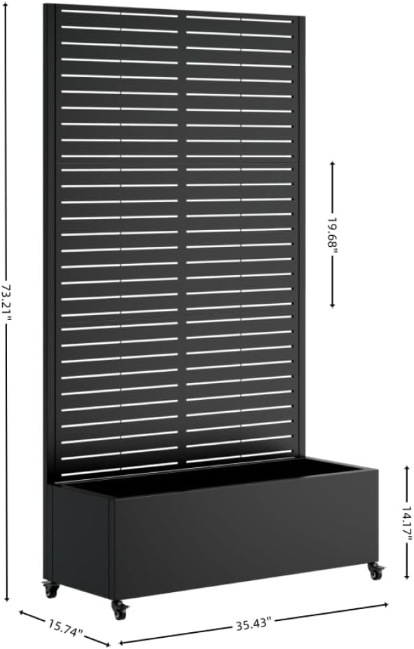 Heavy-Duty Metal Planter Box with Built-in Trellis for Climbing Plants Vegetables and Vines – Rust-Resistant Raised Garden Bed with Drainage and Mobility Features (Black)