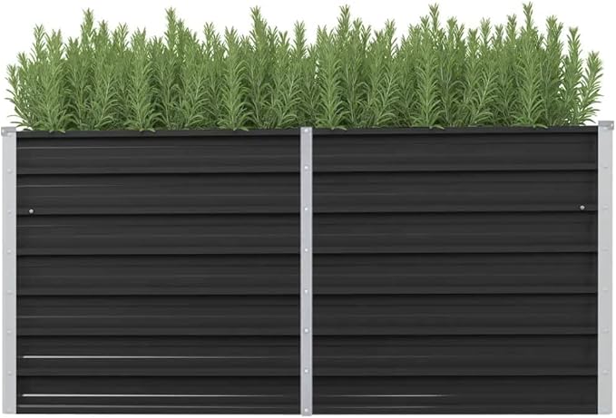 Galvanized Garden Raised Bed Kit Outdoor Galvanized Planter Garden Boxes for Vegetables Large Planter Raised Beds Anthracite 63x15.7x30.3 Galvanized Steel