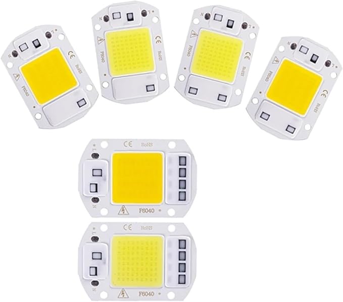 6PCS LED Chip AC 220V F6040 20W/30W/50W COB Lamp Bead Smart IC No Need Driver Outdoor Focus Spotlight Garden DIY Chip Lamp(6PCS 30W Warm White)