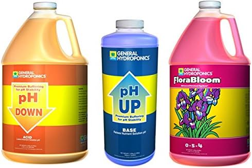 General Hydroponics pH Down 1 gal pH Up 1 qt FloraBloom 1 gal