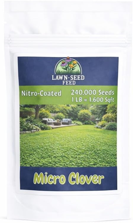 Micro Clover - (1LB) Nitro-Coated 240000 Total Seed - Covers Up to 1600 Sqft! Transform Your Lawn with Seeds That are Eco-Friendly Low Maintenance and Drought-Tolerant.