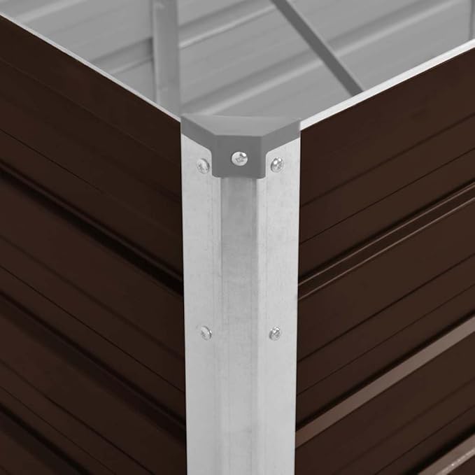 Galvanized Steel Raised Garden Bed 39.4 in Outdoor Sturdy Metal Welded Wire for Vegetables Herbs Flowers Modern Brown Finish for Patio Landscape