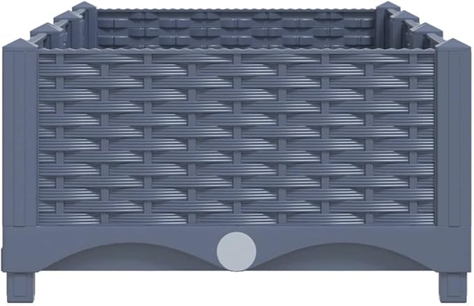 vidaXL Rectangular Gray Raised Bed - Spacious Durable Polypropylene Construction for Outdoor Use - Perfect for Planting Flowers Herbs &amp Vegetables