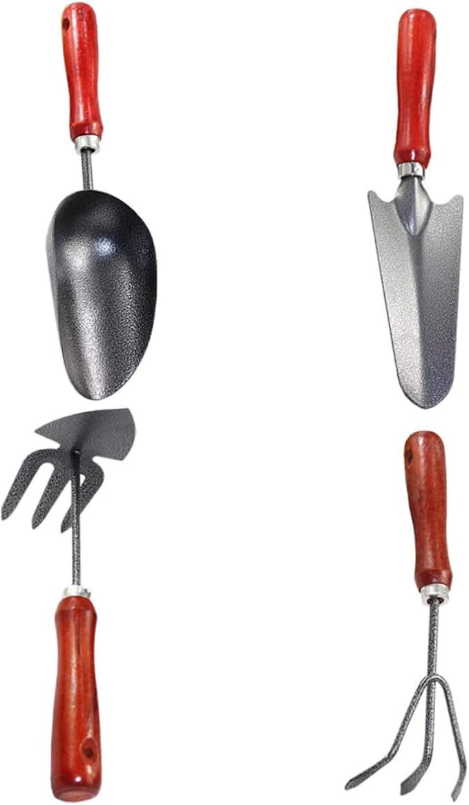 Happyyami 4pcs Gardening Tool Set Hand Trowel Garden Shovel Narrow Spade Claw Rake and Soil Scoop for Planting and Digging in Pots and Garden Beds
