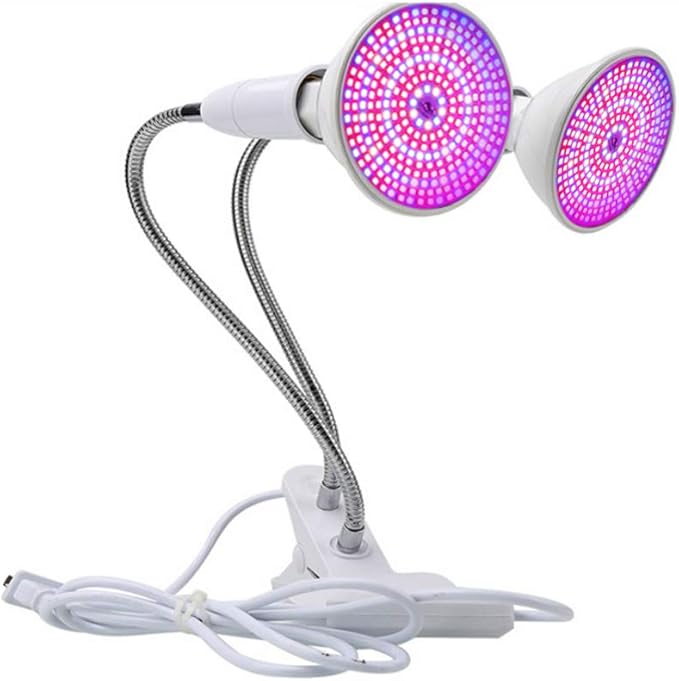 Grow Light Double 20W Plant Lights for Indoor Plants290 LEDs Dual Head Plant Grow Lamp for Plants Indoor Seeds Hydroponics Greenhouse Gardening 360 Degree Adjustable Gooseneck