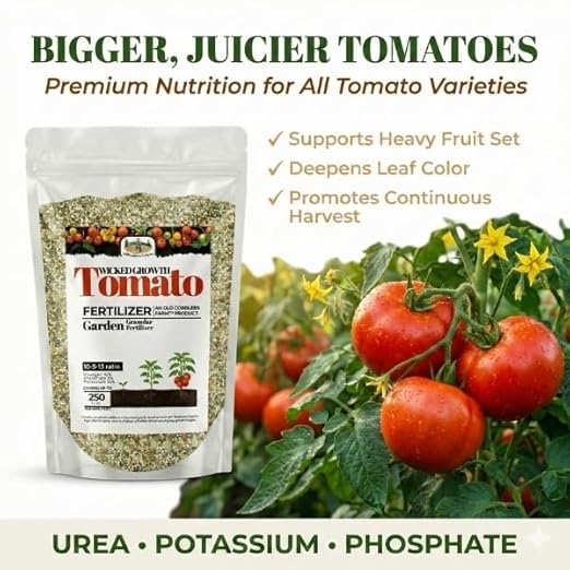 Old Cobblers Farm™ Wicked Growth Tomato Fertilizer– Prevents Blossom End Rot Boosts Fruit Flavor &amp Yield Plant Food for Heirloom Cherry &amp Beefsteak Tomatoes (5/10/15/20lbs) (5 lb)