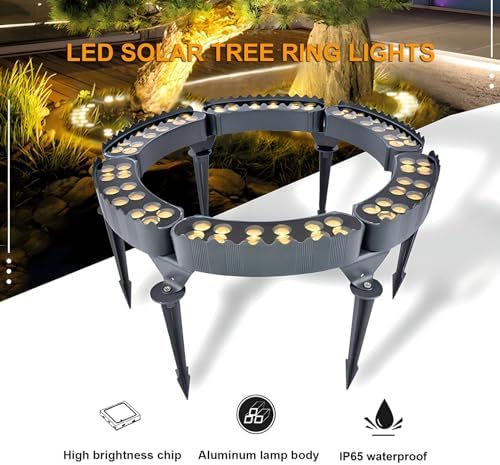 Outdoor Landscape Spotlights Solar Spot Lights Outdoor LED Low Voltage Landscape Tree Ring Lights Lawn Solar Lights Led Easy to Use(Pack of 6)