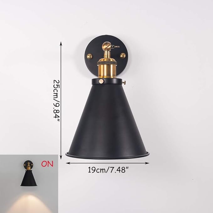 2-Pack Hook Mounted Plant Light Full Spectrum 4500K 10W Adjusted Light Beam Range 15-60 Degree Vintage Black Cone Shade Wall Lamp for Indoor Plants Flowers Growing