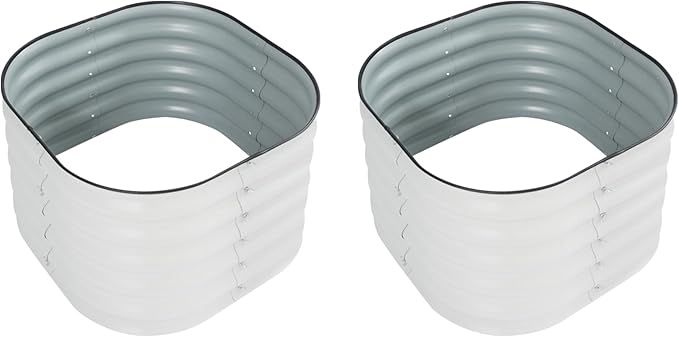 Raised Garden Bed 2Pcs Galvanized Square Garden Beds Kit Silver Outdoor Metal Planter Raised Beds for Vegetables Fruits Flowers 1.96(L)*1.96(W)*1.41(H) ft