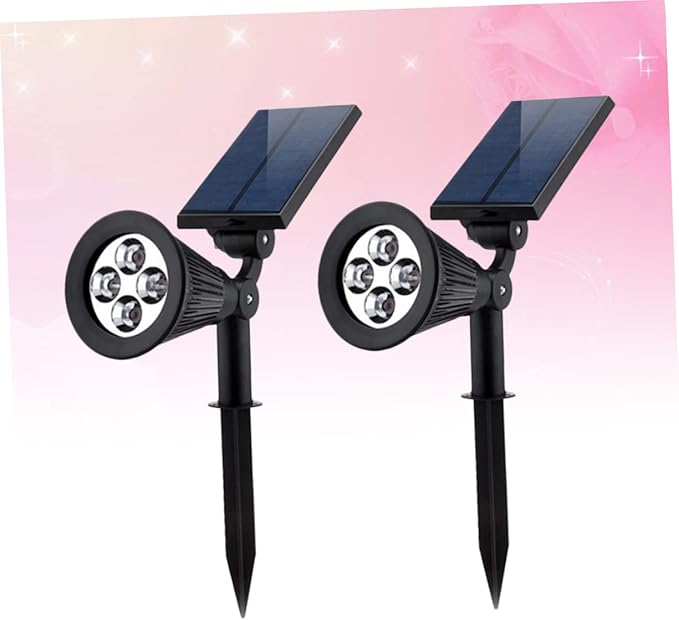 2pcs Solar Garden Decor Landscape Lights Ground Plug Outdoor Solar Spotlights for Pathway and Garden