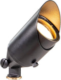 VOLT Top Dog Scotty 12V Cast Brass Outdoor Spotlight (Black) with 5W 2700K Warm White 400 Lumen MR16 LED Bulb for Low Voltage Landscape Lighting of Yard Lawn Garden Patio Trees &amp House