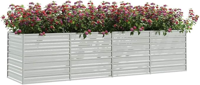 Silver Galvanized Steel Raised Garden Bed 126x31.5x30.3 inch Large Outdoor Planter for Vegetables Flowers Herbs Durable Metal Kit