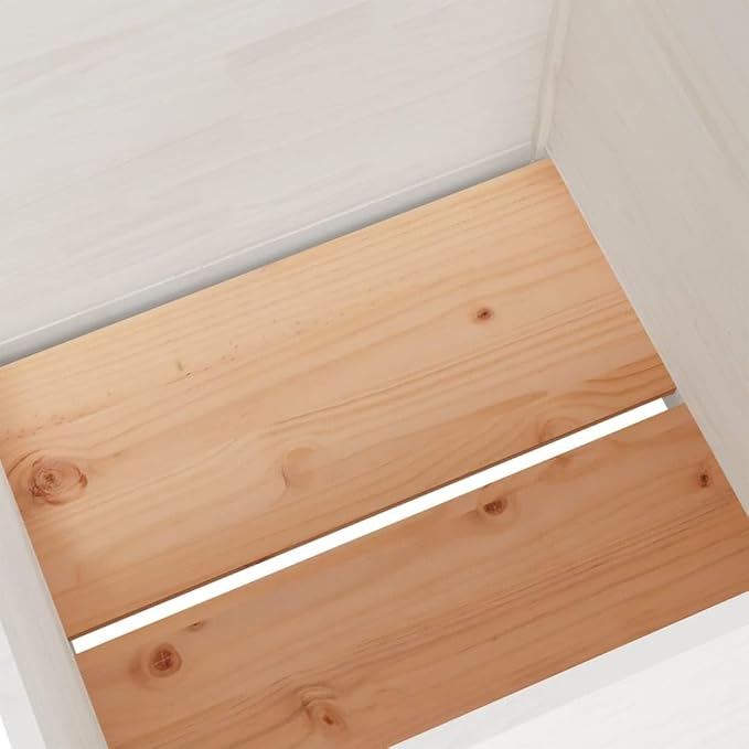 White Solid Pinewood Garden Planter 27.6 Inch Square Raised Garden Bed for Outdoor Plants Durable Rustic Planter Box for Balcony Decor