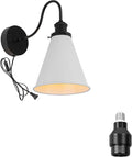 Hook Mounted Plant Light Full Spectrum 4500K 10W Adjusted Light Beam Range 15-60 Degree Vintage White Cone Shade Goose Neck Wall Lamp for Indoor Plants Flowers Growing