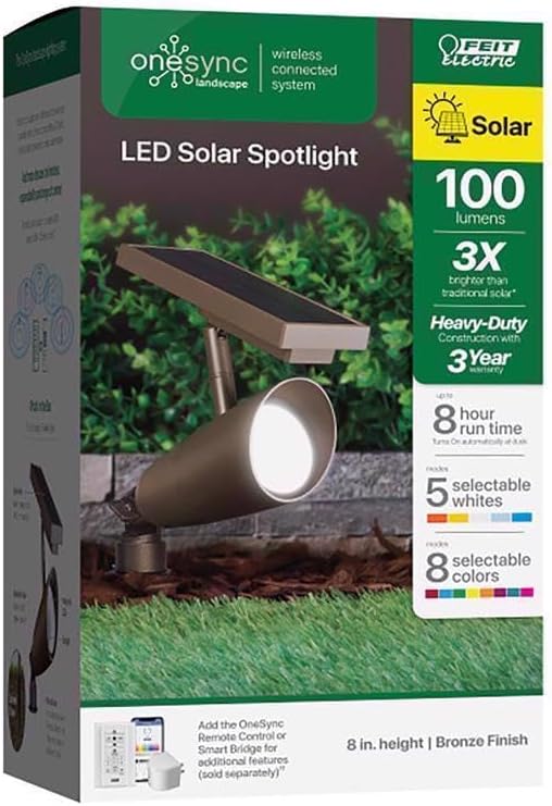 Feit Electric OneSync Bronze Solar Powered/Remote 100 W LED Spotlight 1 pk