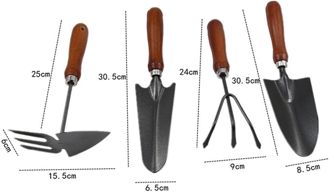 Kisangel 4pcs Mini Garden Tool Set Thickened Iron Shovels and Wooden Handles for Planting Potting and Gardening Tasks