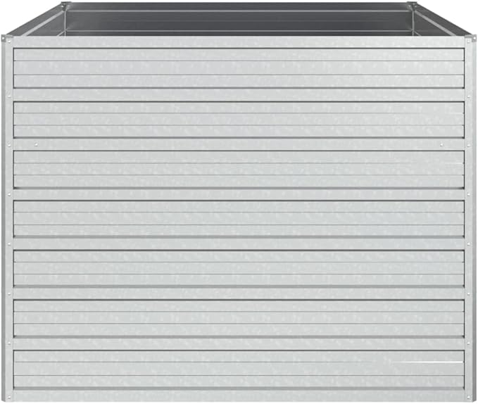 Galvanized Steel Garden Raised Bed Large Outdoor Planter Box with Open Bottom Metal Raised Planter Bed for Vegetables Flowers 39.4x39.4x30.3 Silver-369