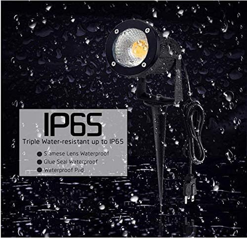 Kiven Outdoor Landscape Lighting 5W Waterproof 3000K Warm White Landscape Lights Come with Spiked Stand for Lawn Garden Landscape Spotlight Along Driveway or Pathways (2 Packs)