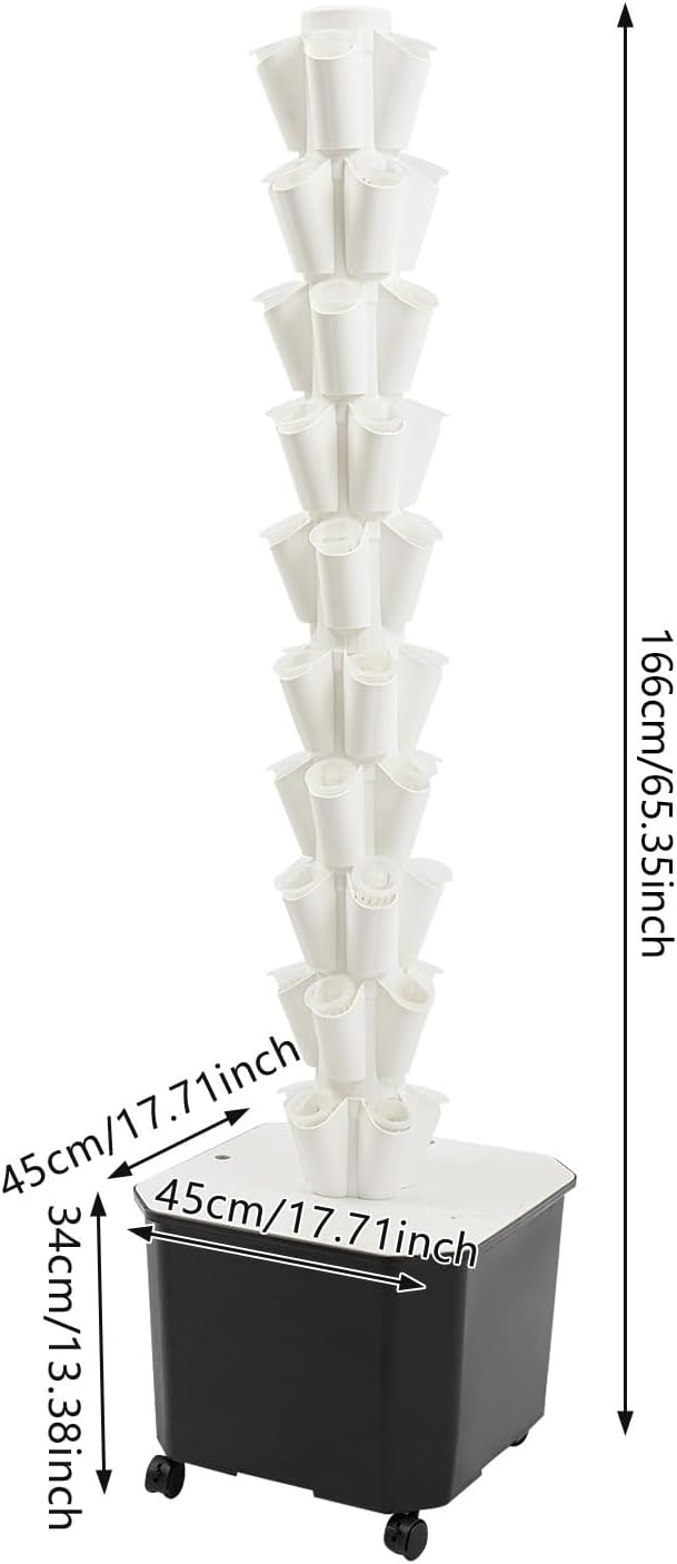 Hydroponics Growing System 50-Plants Indoor Hydroponic Tower with Pump System Plants Germination Kit with Wheels Vertical Hydroponic System for Gardening Lover