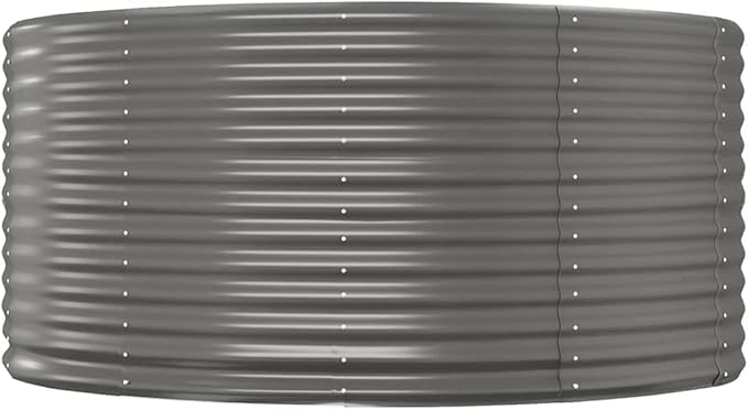 Large Grey Powder-Coated Steel Raised Garden Bed 55.1x55.1x26.8 Inch Planter Box for Outdoor Plants Durable Gardening Solution