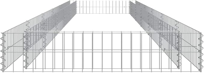 Gabion Raised Bed Silver Galvanized Steel Extra Large 236.2x39.4x7.9 Inch Rectangular Outdoor Planter for Garden and Patio