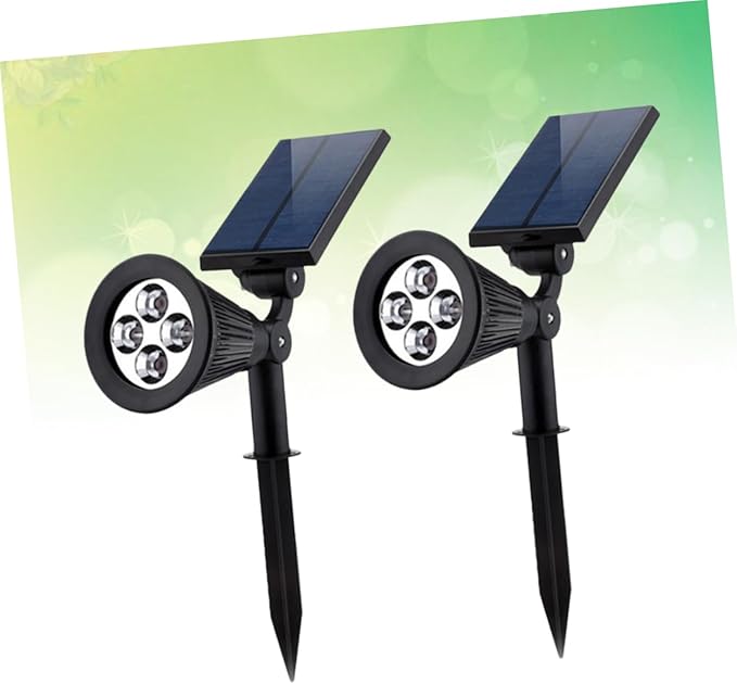 2Pcs Solar Spotlights RGB Landscape Lighting with LEDs Solar Powered Outdoor Lamp for Pathways Gardens and Patios Easy Installation No Wiring Required