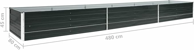 Garden Raised Bed Galvanized Steel 189x31.5x17.7 Anthracite SE100741