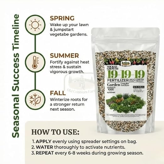 Old Cobblers Farm™ Wicked Growth Deer Plot &amp Wildlife 19-19-19 Fertilizer - Balanced Nutrition - Achieve Lush Growth and Vibrant Blooms (5 lbs | 10 lbs | 15 lbs | 20 lbs) (15 lbs)